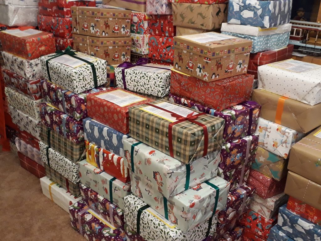 Shoeboxes ready for collection